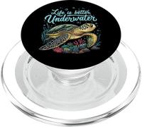 Life Is Better Underwater Sea Turtle Oceans Lover Diving PopSockets PopGrip para MagSafe