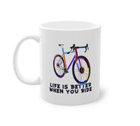 Life Is Better When You Ride Bicycle Bike Bicycle Bicycle Taza de Café | Ciclista Ciclista Ciclista Bicicleta Taza Blanco (02940B)