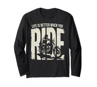 Life is Better When You Ride Biker Funny Dad Mens Motorcycle Manga Larga