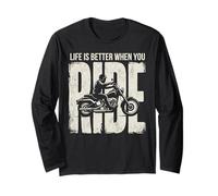 Life is Better When You Ride Biker Funny Dad Mens Motorcycle Manga Larga