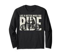 Life is Better When You Ride Biker Funny Dad Mens Motorcycle Manga Larga