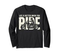 Life is Better When You Ride Biker Funny Dad Mens Motorcycle Manga Larga