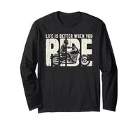 Life is Better When You Ride Biker Funny Dad Mens Motorcycle Manga Larga
