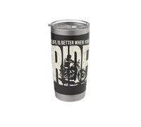 Life is Better When You Ride Biker Funny Dad Mens Motorcycle Vaso térmico de acero inoxidable de doble pared