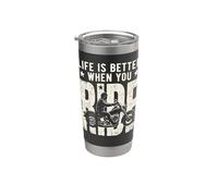 Life is Better When You Ride Biker Funny Dad Mens Motorcycle Vaso térmico de acero inoxidable de doble pared