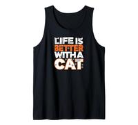 Life Is Better with A Cat Paw Print Feline Lover Camiseta sin Mangas
