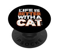 Life Is Better with A Cat Paw Print Feline Lover PopSockets PopGrip Adhesivo