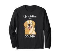Life is Better with a Golden - Golden Retriever Dog Lover Manga Larga