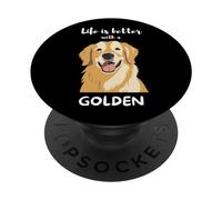 Life is Better with a Golden - Golden Retriever Dog Lover PopSockets PopGrip Adhesivo