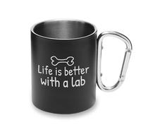 Life is Better with A Lab Labrador Retriever Dog - Taza de metal con mango de mosquetón, taza de camping