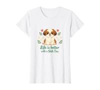 Life Is Better with A Shih Tzu Cute Dog Lover Camiseta gráfica económica, Mujer, Blanco, XS