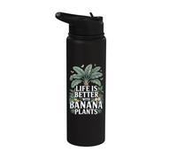 Life Is Better With Banana Plants Jardín Tropical Y Plantas Stainless Steel Insulated Water Bottle