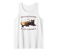 Life is Better with Cats and Guitars Black Cat Guitarist Camiseta sin Mangas