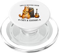Life is Better with Cats and Guitars Funny Guitarist Music PopSockets PopGrip para MagSafe