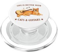Life is Better with Cats and Guitars Orange Cat Guitarist PopSockets PopGrip para MagSafe