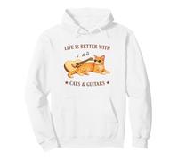 Life is Better with Cats and Guitars Orange Cat Guitarist Sudadera con Capucha