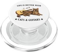 Life is Better with Cats and Guitars Tabby Cat Guitarist PopSockets PopGrip para MagSafe
