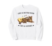 Life is Better with Cats and Guitars Tabby Cat Guitarist Sudadera