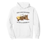 Life is Better with Cats and Guitars Tabby Cat Guitarist Sudadera con Capucha