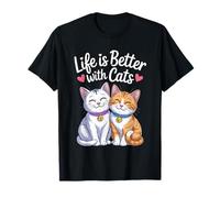 Life Is Better with Cats Cute Cat Lover Quote Pet Mom Camiseta