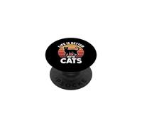 Life Is Better with Cats PopSockets PopGrip Adhesivo