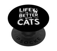 Life Is Better with Cats PopSockets PopGrip Adhesivo