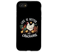 Life Is Better with Chickens Farm Rooster Hen Chick Carcasa para iPhone SE (2020) / 7/8