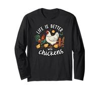 Life Is Better with Chickens Farm Rooster Hen Chick Manga Larga