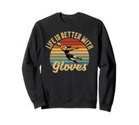 Life Is Better with Gloves Portero Chica Mujer Retro Sudadera