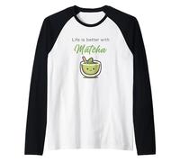 Life is Better with Matcha - Japanese Green Tea Graphic Camiseta Manga Raglan