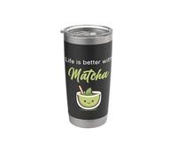 Life is Better with Matcha - Japanese Green Tea Graphic Vaso térmico de acero inoxidable de doble pared