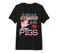 Life Is Better with Pigs Piglet - Bonito diseño de Cerdo para niñas Camiseta Premium