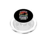 Life is Better with Sharks Around Camisa Retro Shark PopSockets PopGrip para MagSafe