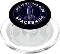 Life Is Better With Spaceships Sci-Fi Rocket PopSockets PopGrip para MagSafe