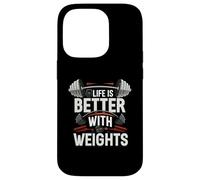 Life Is Better with Weights Gym Fitness Workout Carcasa para iPhone 14 Pro