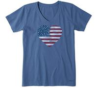 Life is Good Camiseta con Cuello en V para Mujer, diseño de Bandera de Acuarela