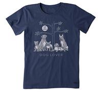 Life Is Good Camiseta de algodón con Cuello Redondo y Manga Corta para Mujer con diseño de árbol para Amantes de los Perros