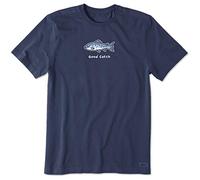 Life Is Good Camiseta de Hombre Vintage Crusher Atletismo, Buena Captura, Azul Oscuro, pequeño
