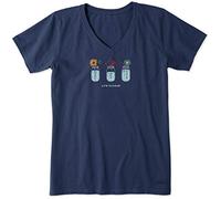Life is Good Camiseta de manga corta para mujer, diseño gráfico de algodón, diseño de tarros florales