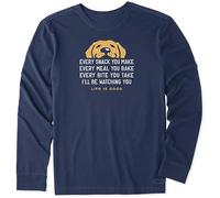 Life Is Good Camiseta de Manga Larga para Hombre con Texto en inglés Crusher Graphic I 'll Be Watching You, Hombre, Camisa, 65686, Azul Oscuro., XL