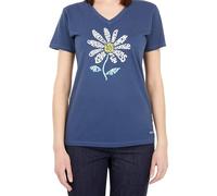 Life Is Good Camiseta de Mujer con Cuello en V para Mujer, Mujer, Camisa, 67281, Azul Oscuro., L