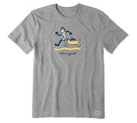Life is Good Camiseta Unisex Jake & Rocket Crusher, Camiseta Vintage, Jake & Rocket., Unisex Adulto Hombre, 62618, Playa Run Heather Gris, Extra-Large