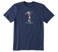 Life Is Good Crusher - Camiseta de algodón de Manga Corta para Hombre, con gráficos, diseño Golf Jake, Azul más Oscuro, Small