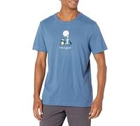Life Is Good Jake and Rocket Moon aus Baumwolle, Rundhalsausschnitt, Kurzärmelig, Grafisches T-Shirt Camiseta, Azul Vintage, M Unisex Adulto