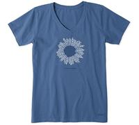 Life Is Good Crusher Vee - Camiseta para Mujer, diseño de Girasol francés, Mujer Unisex Adulto, 61097, Azul Vintage, Extra-Large