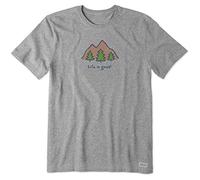 Life Is Good Hombre Vintage Crusher T-Shirt Montañas Vintage Crusher T-Shirt Montañas, Hombre, 60967, Montañas Heather Gray, L