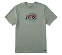 Life is Good Men's Vintage Crusher Crew Neck T-Shirt (Off-Road Jake - Moss Green, X-Large)
