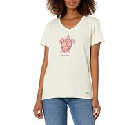 Life Is Good Turtle Mosaic Camiseta, Color Blanco, L para Mujer