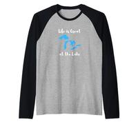 Life is Great at the Lake Great Lakes Funny Design Camiseta Manga Raglan