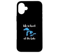 Life is Great at the Lake Great Lakes Funny Design Carcasa para iPhone 16 Plus